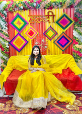 Yellow organza gota border anarkali